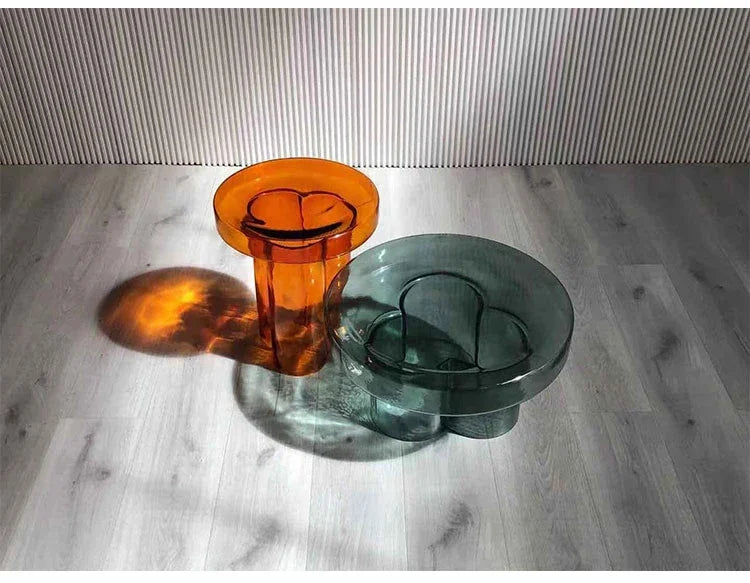 Transparent Glass Coffee Table Modern Round