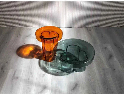 Transparent Glass Coffee Table Modern Round