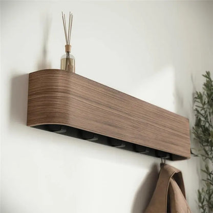 AT69 -Wall Mount Coat Rack With Hook- Modern Key Holder Wood Entryway Hooks With Shelf For Bedroom Kitchen Hallway
