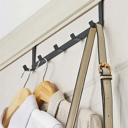 Over The Door 5 Hook Hanger Rack for Coat Hat Towel Bathroom Kitchen Organizer