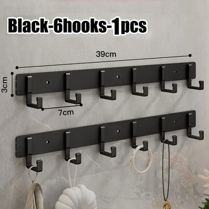 Household Wall Coat Rack Black Hooks For Hangging Clothes Towel Hanger Bathroom Robe Hook Heavy Duty Kitchen Accessories