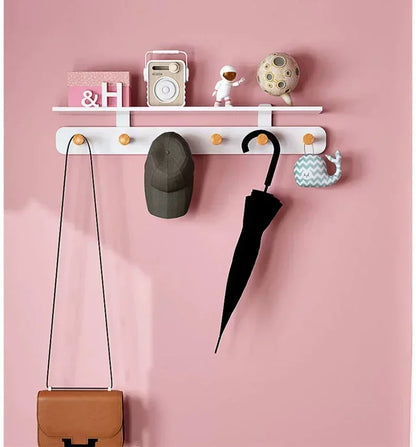 Multifunctional Coat Racks Wall Hook Wall Clothes Hanger Nordic Wooden Hook Door Back Room Entrance Hook Wall Shelving Coat Rack