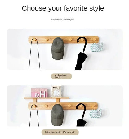 Multifunctional Coat Racks Wall Hook Wall Clothes Hanger Nordic Wooden Hook Door Back Room Entrance Hook Wall Shelving Coat Rack