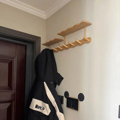 Entryway Wall Mounted Coat Rack Multi-Functional Hooks Organizer with Shelf for Hanging Clothes, Scarves Bags Keys