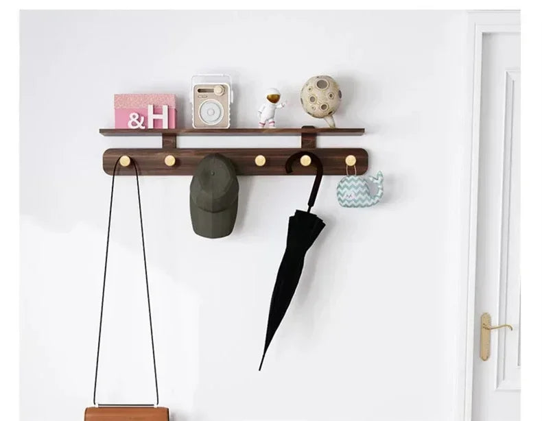 Multifunctional Coat Racks Wall Hook Wall Clothes Hanger Nordic Wooden Hook Door Back Room Entrance Hook Wall Shelving Coat Rack