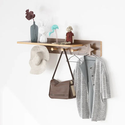 Multifunctional Coat Racks Wall Hook Wall Clothes Hanger Nordic Wooden Hook Door Back Room Entrance Hook Wall Shelving Coat Rack