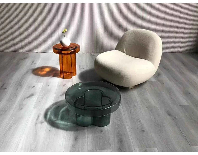 Transparent Glass Coffee Table Modern Round