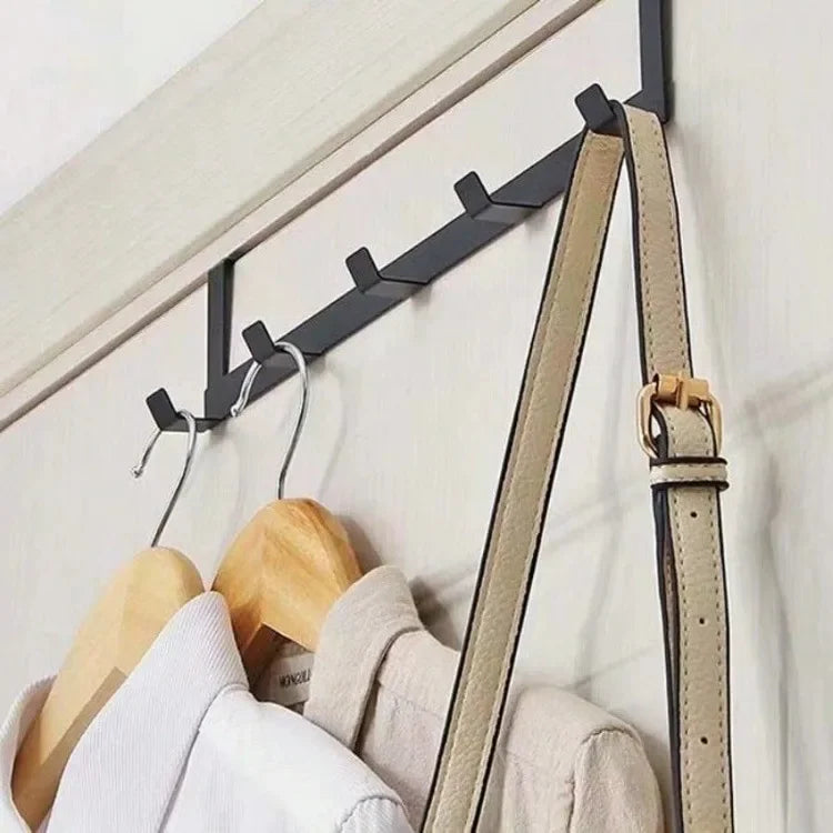 Over The Door 5 Hook Hanger Rack for Coat Hat Towel Bathroom Kitchen Organizer