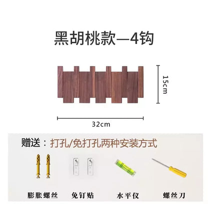 Walnut Coat Racks Wall Hanging Wall Entry Door Porch Hanging Coat Rack Perforated Solid Wood Creative Piano Keys Clothes Hook