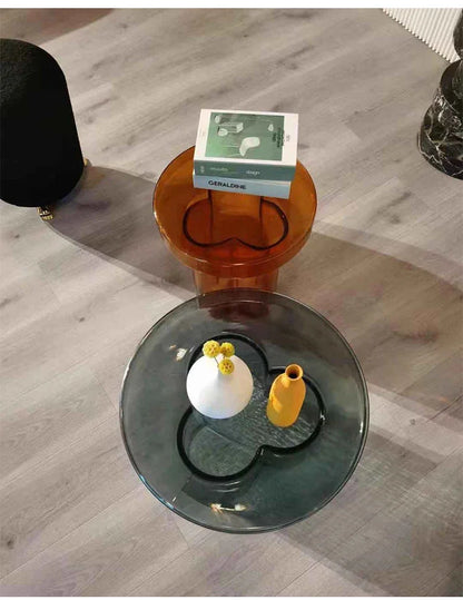 Transparent Glass Coffee Table Modern Round