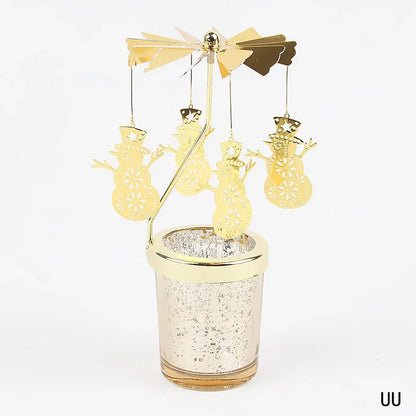 Hot Rotating Candle Stick Holder Candlestick Home Decoration Hallowmas Christmas Gift Party Room Decor Carousel Candle Stand