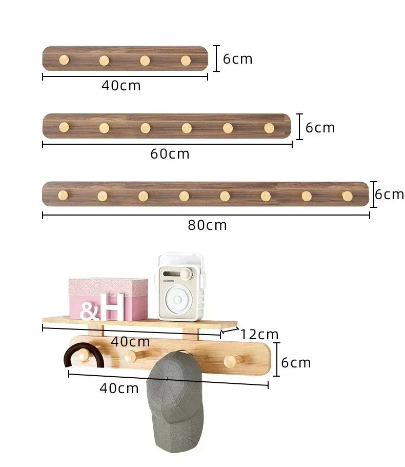 Multifunctional Coat Racks Wall Hook Wall Clothes Hanger Nordic Wooden Hook Door Back Room Entrance Hook Wall Shelving Coat Rack