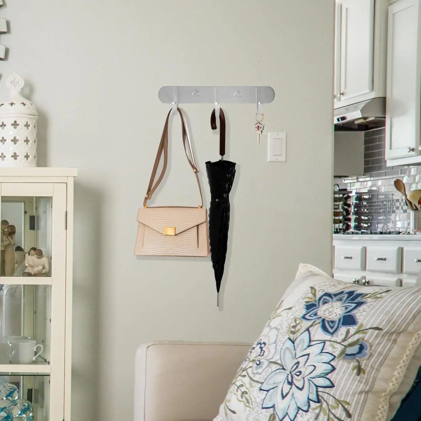 Coat Rack Wall Mount Hooks Space Aluminum Organizer Wall Mounted Entryway & Bathroom Hanger for Beach Towels,Coats,Purses,Bags