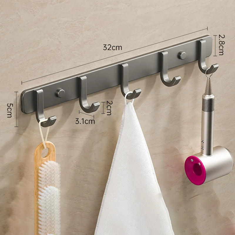 Coat Rack Wall Mount Hooks Space Aluminum Organizer Wall Mounted Entryway & Bathroom Hanger for Beach Towels,Coats,Purses,Bags