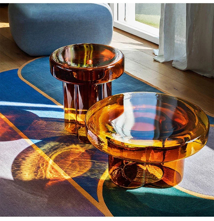 Transparent Glass Coffee Table Modern Round