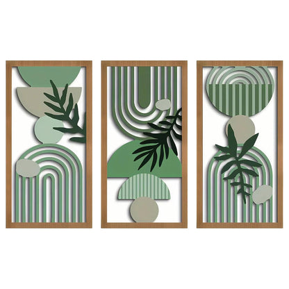 3pcs Bohemian Wooden Wall Art, Modern Home Decoration