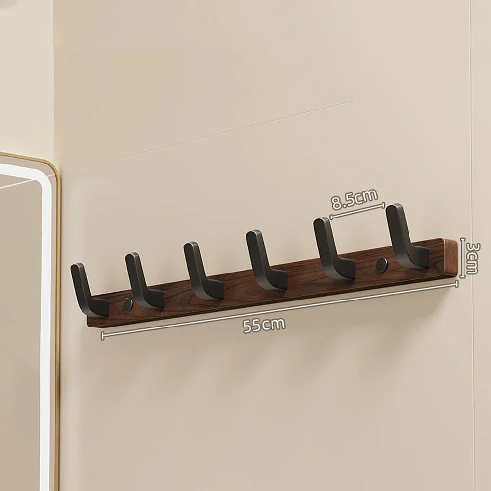 Walnut Coat Rack Solid Wood Hooks Key Bag Extended Storage Hanger for Entrance Door Hallway Wall Decor Furniture clothing rack