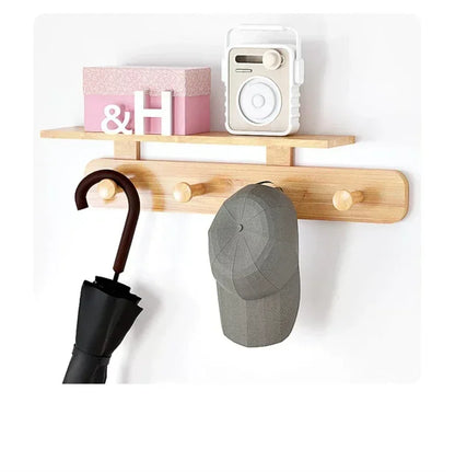 Multifunctional Coat Racks Wall Hook Wall Clothes Hanger Nordic Wooden Hook Door Back Room Entrance Hook Wall Shelving Coat Rack