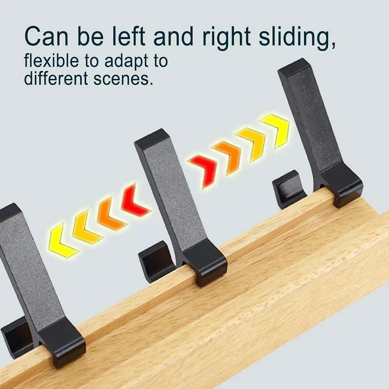 Bamboo Rack with Movable Aluminum Hooks No Need to Drill Coat Hat Clothing Hanger Wall-mounted Shelf for Bedroom Organization