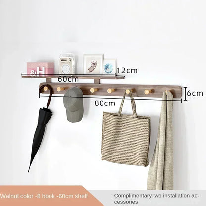 Multifunctional Coat Racks Wall Hook Wall Clothes Hanger Nordic Wooden Hook Door Back Room Entrance Hook Wall Shelving Coat Rack