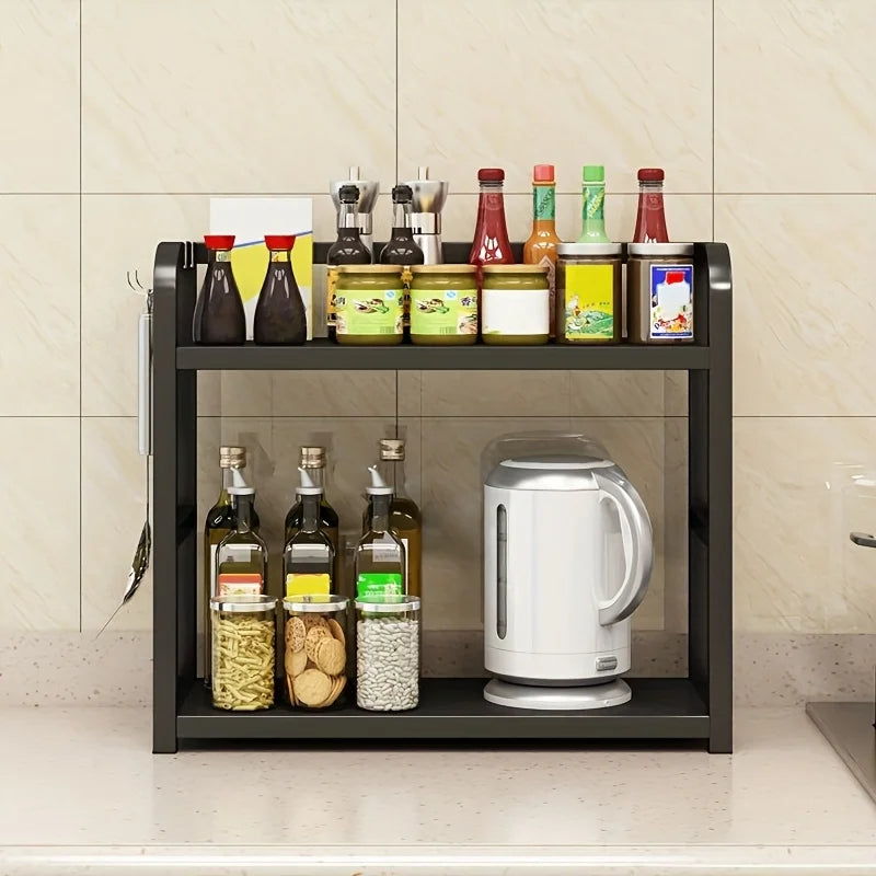 1pc 2-Tier Metal Countertop Shelf