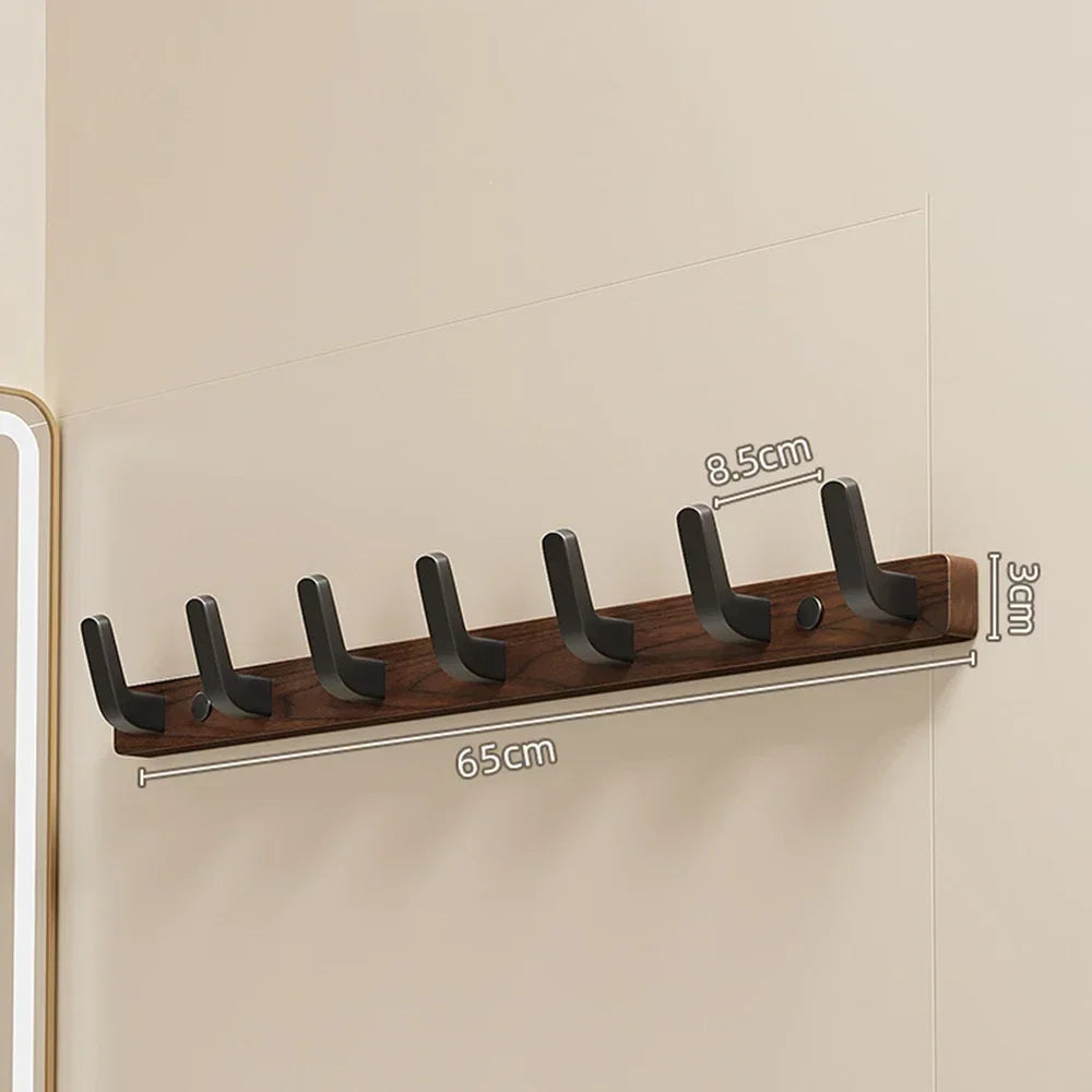 Walnut Coat Rack Solid Wood Hooks Key Bag Extended Storage Hanger for Entrance Door Hallway Wall Decor Furniture clothing rack